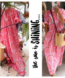 NEW: ZolaPalmKaftan Pink