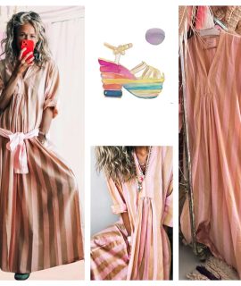 ZolaKaftan/Dress Stripe pink/beige