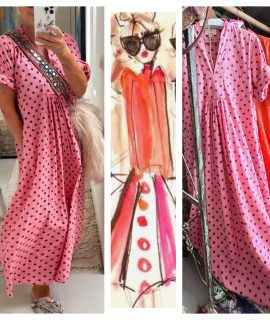 NEW: ZolaPolkadotKaftan Pink