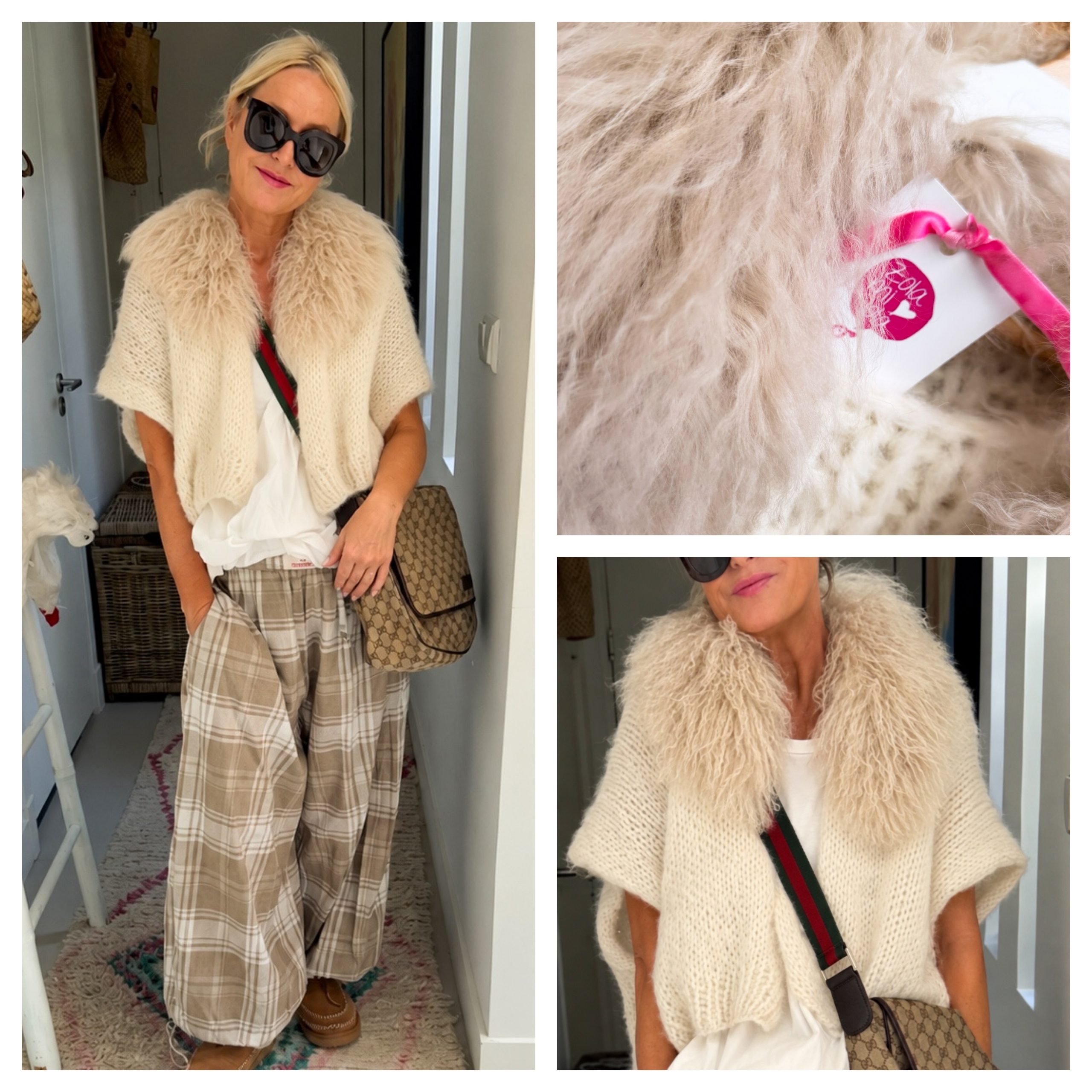 NEW: ZolaAlpaca Gilet met Mongolian sheepskin kraag