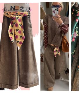 The Zola Tweed/Wool Marlene D. Trousers Brown M/L