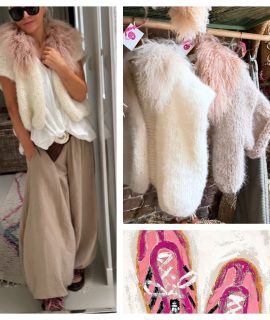 NEW: ZolaAlpacaGilet met Natural Sheepskin Kraag